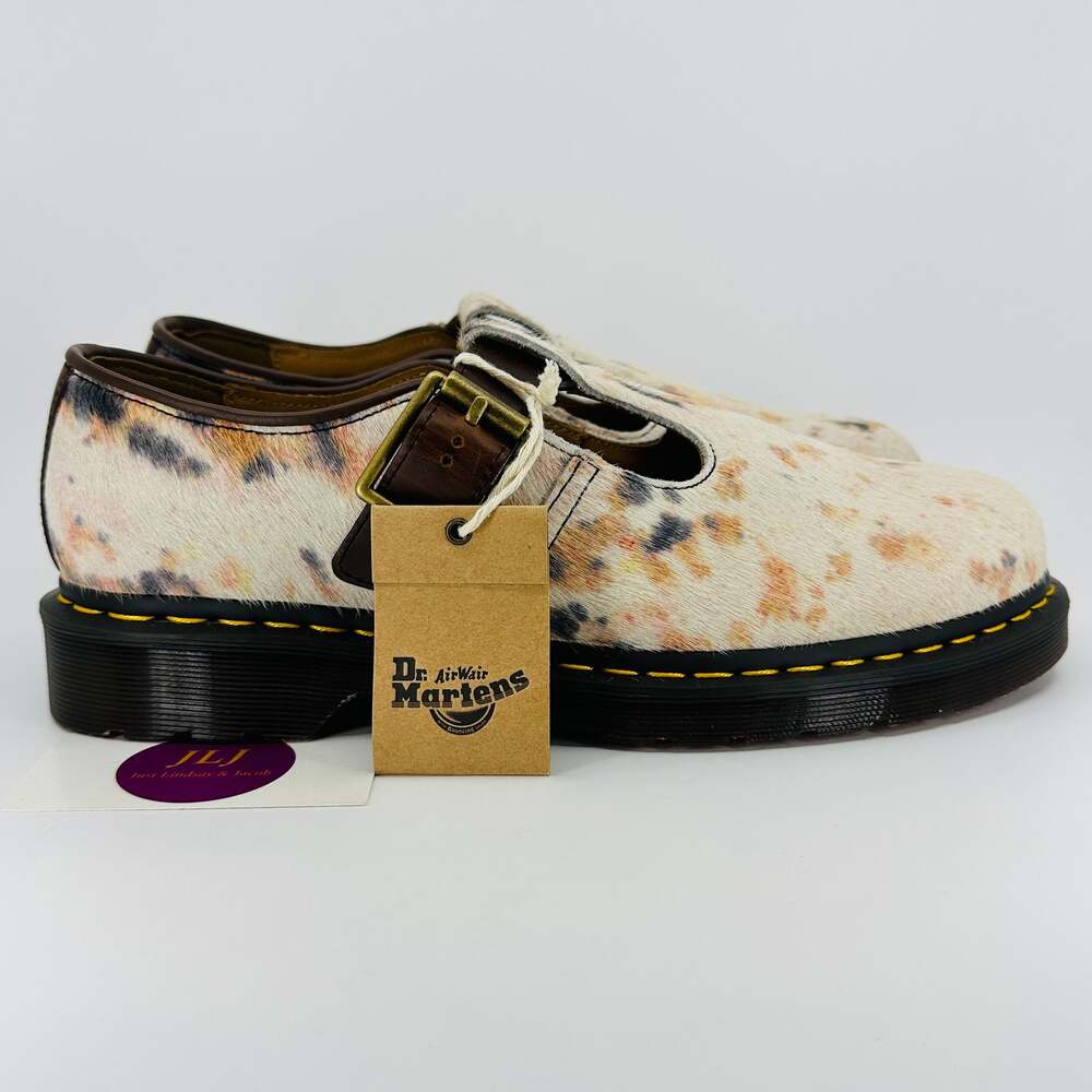 Dr. Martens T-Bar Calf Hair 'Multi/Butterscotch' Shoes Men's Size 10/ Women's 11
